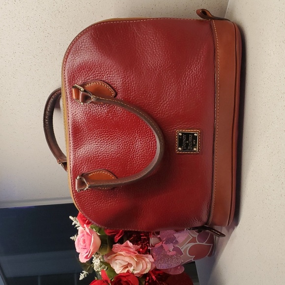 Dooney & Bourke Red & Brown Dome Pebbled Leather - Picture 1 of 16